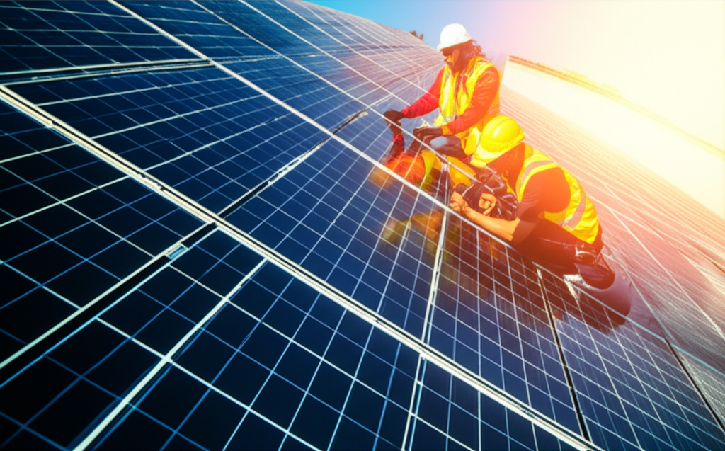 Solar installation with engineers